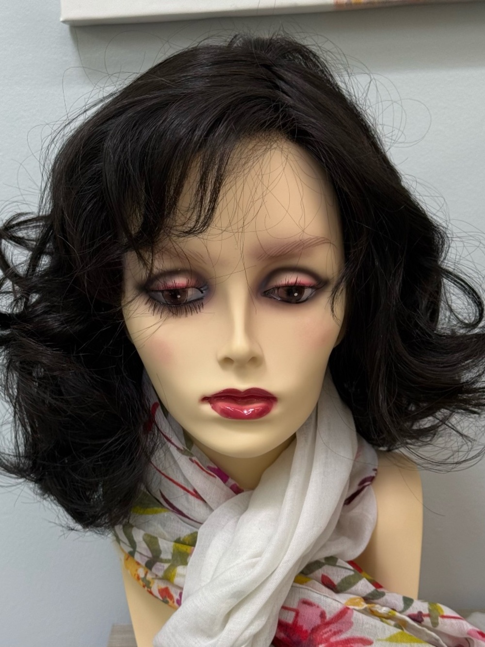 Curly dark brown black wig, Belle Tress, Devotion in Coffee without Cream, Lace